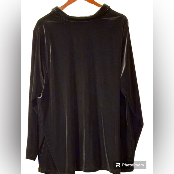 Velvet Tunic Long Sleeve Dressy Top Size 3X - Black-Denim & Co - Picture 2 of 8